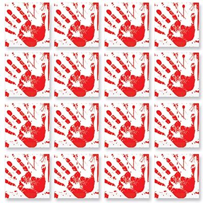 Beistle Servilletas de papel con estampado de manos sangrientas, color rojo y blanco Beistle Servilletas de papel con estampado de manos sangrientas, color rojo y blanco