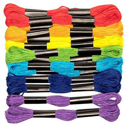 Baker Ross Hilo de Color Arcoíris Paquete de 21, paquete de valor de hilo de bordado para manualidades Baker Ross Hilo de Color Arcoíris Paquete de 21, paquete de valor de hilo de bordado para manualidades