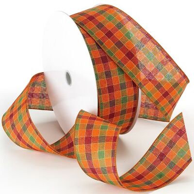 Morex Autumn Plaid Wired Plaid Fabric Ribbon, 2-1/2-Inch by 50-Yard Spool, Orange Morex Autumn Plaid Wired Plaid Fabric Ribbon, 2-1/2-Inch by 50-Yard Spool, Orange