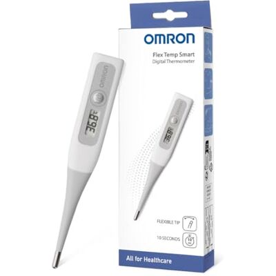 OMRON Flex Temp Smart Termómetro Digital para Bebé – Termómetro rápido en 10 segundos con punta flexible para máxima comodidad, resistente al agua, ideal para bebés y adultos OMRON Flex Temp Smart Termómetro Digital para Bebé – Termómetro rápido en 10 segundos con punta flexible para máxima comodidad, resistente al agua, ideal para bebés y adultos