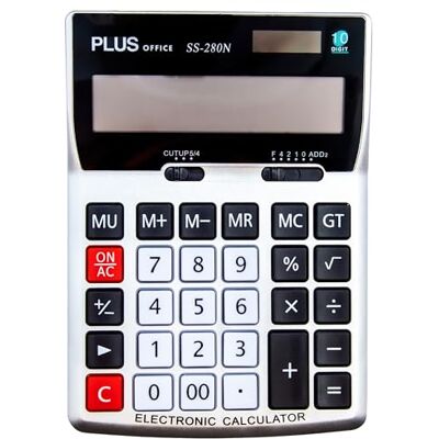 Plus Office – Calculadora Plus de Sobremesa para Oficina, Escuela y Negocio, Con Auto apagado y Pantalla LCD, Calculadora de Escritorio con Alimentación Doble Solar y Batería (Plus SS-280N) Plus Office – Calculadora Plus de Sobremesa para Oficina, Escuela y Negocio, Con Auto apagado y Pantalla LCD, Calculadora de Escritorio con Alimentación Doble Solar y Batería (Plus SS-280N)