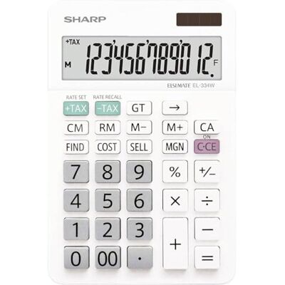 Sharp EL-334W Calculadora de Escritorio (12 dígitos, Soporte Plegable, Solar), Color Blanco Sharp EL-334W Calculadora de Escritorio (12 dígitos, Soporte Plegable, Solar), Color Blanco