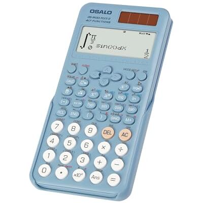 OSALO Calculadora científica de 417 Funciones, Pantalla escrita de 2 líneas, energía Solar y batería, calculadora de 10+2 dígitos para Estudiantes Escolares, Universidad, Secundaria, Azul (OS-991ES OSALO Calculadora científica de 417 Funciones, Pantalla escrita de 2 líneas, energía Solar y batería, calculadora de 10+2 dígitos para Estudiantes Escolares, Universidad, Secundaria, Azul (OS-991ES