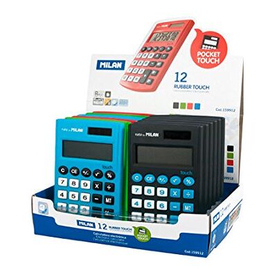 MILAN 159912 Pack de 12 calculadoras, 8 dígitos, multicolor MILAN 159912 Pack de 12 calculadoras, 8 dígitos, multicolor