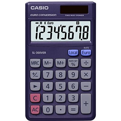 Casio A Calculadora de escritorio, 7 x 0.7 x 11.8 cm, Azul marino Casio A Calculadora de escritorio, 7 x 0.7 x 11.8 cm, Azul marino