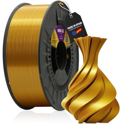 WINKLE FEED YOUR PRINTER WINKLE Filamento PLA Silk (Seda) Oro Rey 1.75mm 300g, Impresora 3D Acabado Suave y Sedoso, Precisión Dimensional +/- 0.03mm, Fabricado en España WINKLE FEED YOUR PRINTER WINKLE Filamento PLA Silk (Seda) Oro Rey 1.75mm 300g, Impresora 3D Acabado Suave y Sedoso, Precisión Dimensional +/- 0.03mm, Fabricado en España