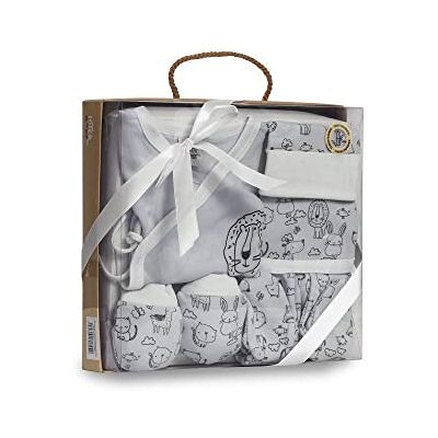 Interbaby Set Regalo Primera puesta bebé Animalitos, 5 piezas en gris Interbaby Set Regalo Primera puesta bebé Animalitos, 5 piezas en gris