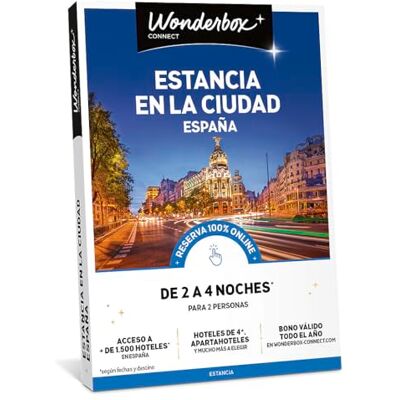WONDERBOX Cofre Regalo Estancia en la Ciudad: España para 2 Personas De 2 a 4 Noches Escapada para pareja Regalar experiencias Hoteles en centros urbanos para descubrir la cultura española WONDERBOX Cofre Regalo Estancia en la Ciudad: España para 2 Personas De 2 a 4 Noches Escapada para pareja Regalar experiencias Hoteles en centros urbanos para descubrir la cultura española