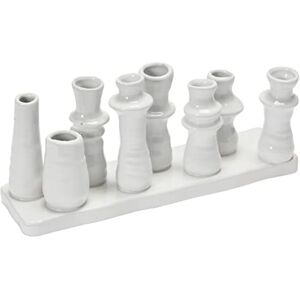 BLOOMINGVILLE Jarrón de cerámica de 8 Secciones, 11 Pulgadas de Largo x 3 Pulgadas de Ancho x 5 Pulgadas de Alto, Blanco BLOOMINGVILLE Jarrón de cerámica de 8 Secciones, 11 Pulgadas de Largo x 3 Pulgadas de Ancho x 5 Pulgadas de Alto, Blanco