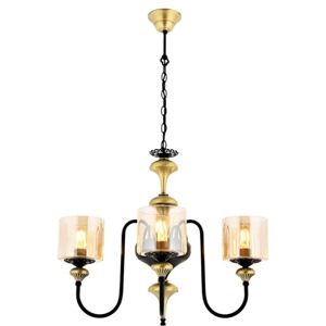 Opviq Elegante chandelier con cuerpo de metal y tapa de cristal, 98 cm de altura, 62 cm de diámetro, acabado vintage y negro, 3 x E27 máx. 40 W, diseño moderno de glam para el hogar Opviq Elegante chandelier con cuerpo de metal y tapa de cristal, 98 cm de altura, 62 cm de diámetro, acabado vintage y negro, 3 x E27 máx. 40 W, diseño moderno de glam para el hogar