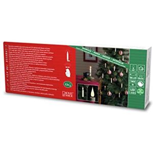 Konstsmide Juego de 12 velas de árbol de Navidad inalámbricas con clip, incluye mando a distancia, funciones: intermitente, temporizador de 5 horas, funciona con pilas, para interior, 0,6 W Konstsmide Juego de 12 velas de árbol de Navidad inalámbricas con clip, incluye mando a distancia, funciones: intermitente, temporizador de 5 horas, funciona con pilas, para interior, 0,6 W