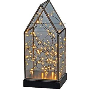 Konstsmide Farolillo LED de cristal con punta y base de madera negra, con interruptor de encendido/apagado, temporizador de 6 horas, color negro, funciona con pilas, interior, 80 diodos de color Konstsmide Farolillo LED de cristal con punta y base de madera negra, con interruptor de encendido/apagado, temporizador de 6 horas, color negro, funciona con pilas, interior, 80 diodos de color