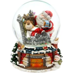 Dekohelden24 Bola de Nieve de Reno en sillón y Papá Noel, sobre Base de Chimenea, con Mecanismo Musical, melodía: Here Comes Santa Claus, Bola de 11 x 11 x 15 cm, diámetro de 10 cm. Dekohelden24 Bola de Nieve de Reno en sillón y Papá Noel, sobre Base de Chimenea, con Mecanismo Musical, melodía: Here Comes Santa Claus, Bola de 11 x 11 x 15 cm, diámetro de 10 cm.