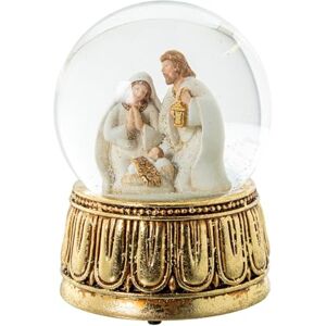 DRW Bola de Nieve con Figura Natividad Musical de Resina a Cuerda en Blanco y Dorado 10x10x14.5 cm DRW Bola de Nieve con Figura Natividad Musical de Resina a Cuerda en Blanco y Dorado 10x10x14.5 cm