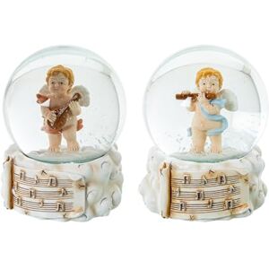 DRW Set de 8 Bolas de Nieve con Figura de un Angel de Resina en Tonos Naturales 7x7x9 cm DRW Set de 8 Bolas de Nieve con Figura de un Angel de Resina en Tonos Naturales 7x7x9 cm
