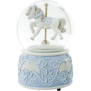 DRW Bola de Nieve con Figura de un Caballo tiovivo Musical de Resina a Cuerda en Azul y Blanco 10x10x15.5 cm DRW Bola de Nieve con Figura de un Caballo tiovivo Musical de Resina a Cuerda en Azul y Blanco 10x10x15.5 cm