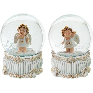 DRW Set de 8 Bolas de Nieve con Figura de un Angel de Resina en Tonos Naturales 6.5x6.5x9 cm DRW Set de 8 Bolas de Nieve con Figura de un Angel de Resina en Tonos Naturales 6.5x6.5x9 cm