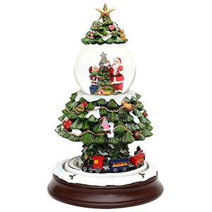 Dekohelden24 Bola de Nieve XXL, árbol de Navidad con Tren y remolinos de Nieve, 17 x 17 x 27,5 cm, Bola de 8,5 cm de diámetro, Dekohelden24 Bola de Nieve XXL, árbol de Navidad con Tren y remolinos de Nieve, 17 x 17 x 27,5 cm, Bola de 8,5 cm de diámetro,