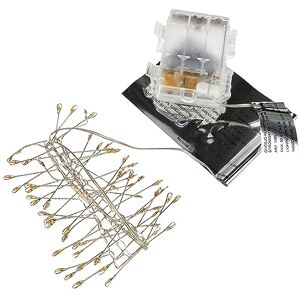 Konstsmide , Firecracker Guirnalda de luces con temporizador de 6 horas, 60 diodos de color ámbar, funciona con pilas, para interior, alambre plateado Konstsmide , Firecracker Guirnalda de luces con temporizador de 6 horas, 60 diodos de color ámbar, funciona con pilas, para interior, alambre plateado