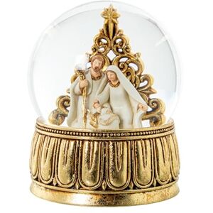 DRW Bola de Nieve con Figura Natividad Musical de Resina a Cuerda en Blanco y Dorado 15x15x20 cm DRW Bola de Nieve con Figura Natividad Musical de Resina a Cuerda en Blanco y Dorado 15x15x20 cm