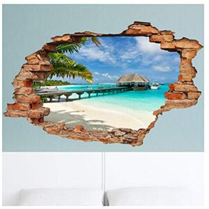 Ambiance Sticker Pegatinas Adhesivas Efecto 3D de Bora-Bora Palmera y Ponton- Decoración de Pared para habitación y salón, 60 x 90 cm Ambiance Sticker Pegatinas Adhesivas Efecto 3D de Bora-Bora Palmera y Ponton- Decoración de Pared para habitación y salón, 60 x 90 cm