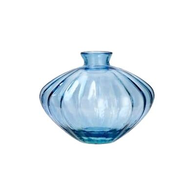 H&H Jarrón de Cristal Reciclado Acanalado, Color Azul, 14 cm – Jarrón Decorativo para Flores, pequeños arreglos Florales y decoración del hogar Elegante H&H Jarrón de Cristal Reciclado Acanalado, Color Azul, 14 cm – Jarrón Decorativo para Flores, pequeños arreglos Florales y decoración del hogar Elegante