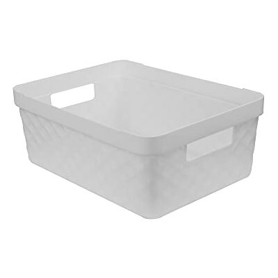 Caja de almacenamiento blanca ORDINETT Kubica - 11L - Contenedor rectangular Caja de almacenamiento blanca ORDINETT Kubica - 11L - Contenedor rectangular