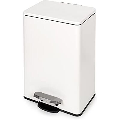 EMUCA Contenedor exterior Recycle rectangular con apertura pedal, 20L, Pintado blanco, Aluminio EMUCA Contenedor exterior Recycle rectangular con apertura pedal, 20L, Pintado blanco, Aluminio