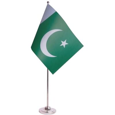 AZ FLAG Bandera de Mesa Pakistán 22x15 cm Pakistaní Satén Base Metal AZ FLAG Bandera de Mesa Pakistán 22x15 cm Pakistaní Satén Base Metal