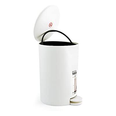 H&H White Papelera con Pedal, Blanco, 29 x 26 x 38 cm H&H White Papelera con Pedal, Blanco, 29 x 26 x 38 cm