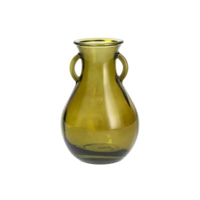 H&H Jarrón ánfora de Cristal Reciclado Verde, Altura 24 cm, jarrón Decorativo para Flores Frescas y secas, diseño Elegante para casa, salón, Cocina y Oficina H&H Jarrón ánfora de Cristal Reciclado Verde, Altura 24 cm, jarrón Decorativo para Flores Frescas y secas, diseño Elegante para casa, salón, Cocina y Oficina