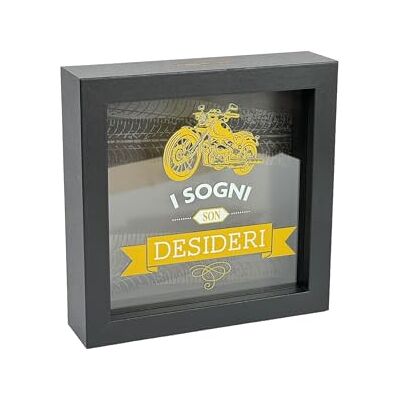 Creative Hucha Decorativa «I Sogni Son Desideri», Marco Negro, 16 x 16 cm, Motivo Moto Creative Hucha Decorativa «I Sogni Son Desideri», Marco Negro, 16 x 16 cm, Motivo Moto