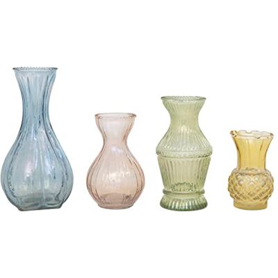 Creative Jarrón de Vidrio Grabado, 3 Pulgadas de Largo x 3 Pulgadas de Ancho x 5 Pulgadas de Alto, Multicolor Creative Jarrón de Vidrio Grabado, 3 Pulgadas de Largo x 3 Pulgadas de Ancho x 5 Pulgadas de Alto, Multicolor