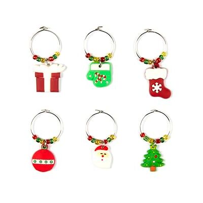 Excelsa For You Marcador de copas de Navidad, juego de 6 colgantes decorativos Excelsa For You Marcador de copas de Navidad, juego de 6 colgantes decorativos