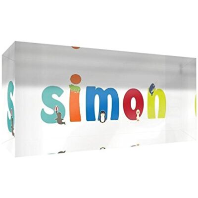 Little Helper recuerdo decorativo de acrílico transparente pulido como diamante estilo illustratif pintado con el nombre de joven niño Simon 5 x 21 x 2 cm gran Little Helper recuerdo decorativo de acrílico transparente pulido como diamante estilo illustratif pintado con el nombre de joven niño Simon 5 x 21 x 2 cm gran