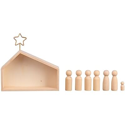 Rayher Figuras pesebre Navidad, madera, 9 piezas, 22x5,6x21,5 cm, decoración navideña, 64539505 Rayher Figuras pesebre Navidad, madera, 9 piezas, 22x5,6x21,5 cm, decoración navideña, 64539505