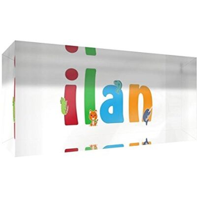 Little Helper recuerdo decorativo de acrílico transparente pulido como diamante estilo illustratif pintado con el nombre de joven niño Ilan 5 x 21 x 2 cm gran Little Helper recuerdo decorativo de acrílico transparente pulido como diamante estilo illustratif pintado con el nombre de joven niño Ilan 5 x 21 x 2 cm gran