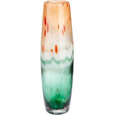 ART Jarrón de Cristal Tipo sandía – Verde y Naranja – Cristal – Resistente al Agua – Altura 40 cm – florero ART Jarrón de Cristal Tipo sandía – Verde y Naranja – Cristal – Resistente al Agua – Altura 40 cm – florero