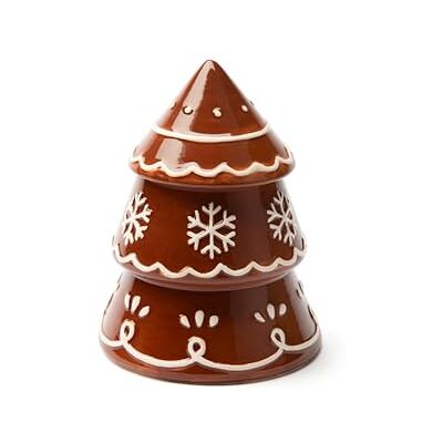 Excelsa Wonderful Ginger Tarro navideño con forma de abeto de cerámica, decoración de pan de jengibre Excelsa Wonderful Ginger Tarro navideño con forma de abeto de cerámica, decoración de pan de jengibre