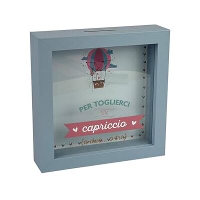 Creative Hucha Decorativa de Madera, Globo aerostático, 16 x 16 cm, para Quitar un capricho, Azul Creative Hucha Decorativa de Madera, Globo aerostático, 16 x 16 cm, para Quitar un capricho, Azul
