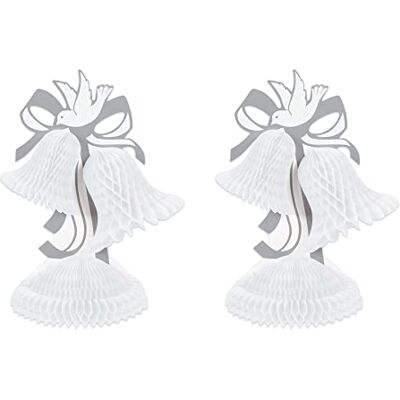 Beistle Centros de mesa de 2 piezas para decoración de boda, decoración de despedida de soltera, suministros de fiesta de aniversario, papel, blanco/plateado Beistle Centros de mesa de 2 piezas para decoración de boda, decoración de despedida de soltera, suministros de fiesta de aniversario, papel, blanco/plateado