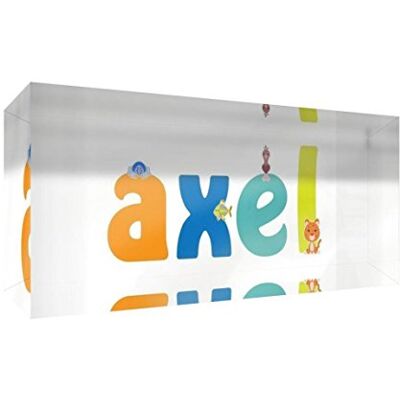 Little Helper recuerdo decorativo de acrílico transparente pulido como diamante estilo illustratif pintado con el nombre de joven niño Axel 5 x 21 x 2 cm gran Little Helper recuerdo decorativo de acrílico transparente pulido como diamante estilo illustratif pintado con el nombre de joven niño Axel 5 x 21 x 2 cm gran