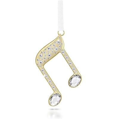 Swarovski Holiday Magic, Decoración Nota Musical Doble, Figura de Nota Musical Doble con Cinta de Grosgrain Blanca, en Metal con un Baño en Tono Oro Champán y Cristales Transparentes, Tono Dorado Swarovski Holiday Magic, Decoración Nota Musical Doble, Figura de Nota Musical Doble con Cinta de Grosgrain Blanca, en Metal con un Baño en Tono Oro Champán y Cristales Transparentes, Tono Dorado
