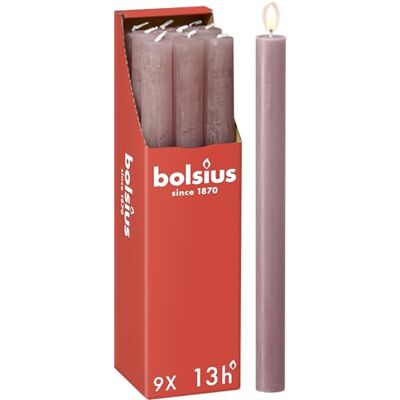 Bolsius Velas rústicas – Rosa viejo – Juego de 9 unidades – Longitud de combustión 13 horas – sin perfume – Cera vegetal natural – Sin goteo – Sin aceite de palma – 27 x 2,3 cm Bolsius Velas rústicas – Rosa viejo – Juego de 9 unidades – Longitud de combustión 13 horas – sin perfume – Cera vegetal natural – Sin goteo – Sin aceite de palma – 27 x 2,3 cm