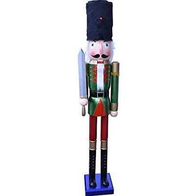 BAKAJI Soldado Cascanueces de Navidad de Madera Gigante Altura 106 cm Vestidos Pintados Barba y Pelo de Peluche con Mecanismo de Trabajo Decoraciones Navidad (Diseño 6) BAKAJI Soldado Cascanueces de Navidad de Madera Gigante Altura 106 cm Vestidos Pintados Barba y Pelo de Peluche con Mecanismo de Trabajo Decoraciones Navidad (Diseño 6)