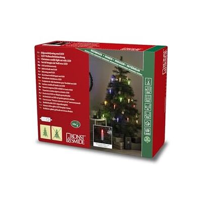 Konstsmide Guirnalda de luces LED para árbol de Navidad (16 diodos de colores, 4,5 V, interior, 3,6 W, cable verde) Konstsmide Guirnalda de luces LED para árbol de Navidad (16 diodos de colores, 4,5 V, interior, 3,6 W, cable verde)