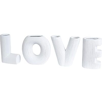 Gilde Juego de jarrones Decorativos Love – Juego de 4 jarrones de cerámica – Texto Love – Regalos para Mujeres Navidad Boda cumpleaños – Color: Crema – Altura 15 cm Gilde Juego de jarrones Decorativos Love – Juego de 4 jarrones de cerámica – Texto Love – Regalos para Mujeres Navidad Boda cumpleaños – Color: Crema – Altura 15 cm