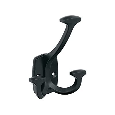 Amerock Vicinity Gancho de pared decorativo tradicional de triple punta, color negro mate Amerock Vicinity Gancho de pared decorativo tradicional de triple punta, color negro mate