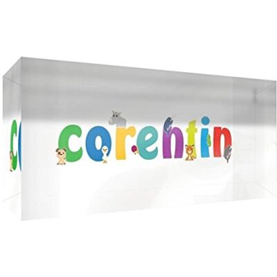 Little Helper recuerdo decorativo de acrílico transparente pulido como diamante estilo illustratif pintado con el nombre de joven niño Corentin 5 x 21 x 2 cm gran Little Helper recuerdo decorativo de acrílico transparente pulido como diamante estilo illustratif pintado con el nombre de joven niño Corentin 5 x 21 x 2 cm gran