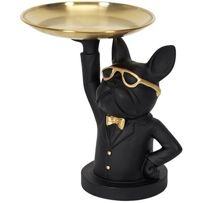 Figurita de perro de resina sintética con bandeja - Decoración de Home Deco Factory Figurita de perro de resina sintética con bandeja - Decoración de Home Deco Factory